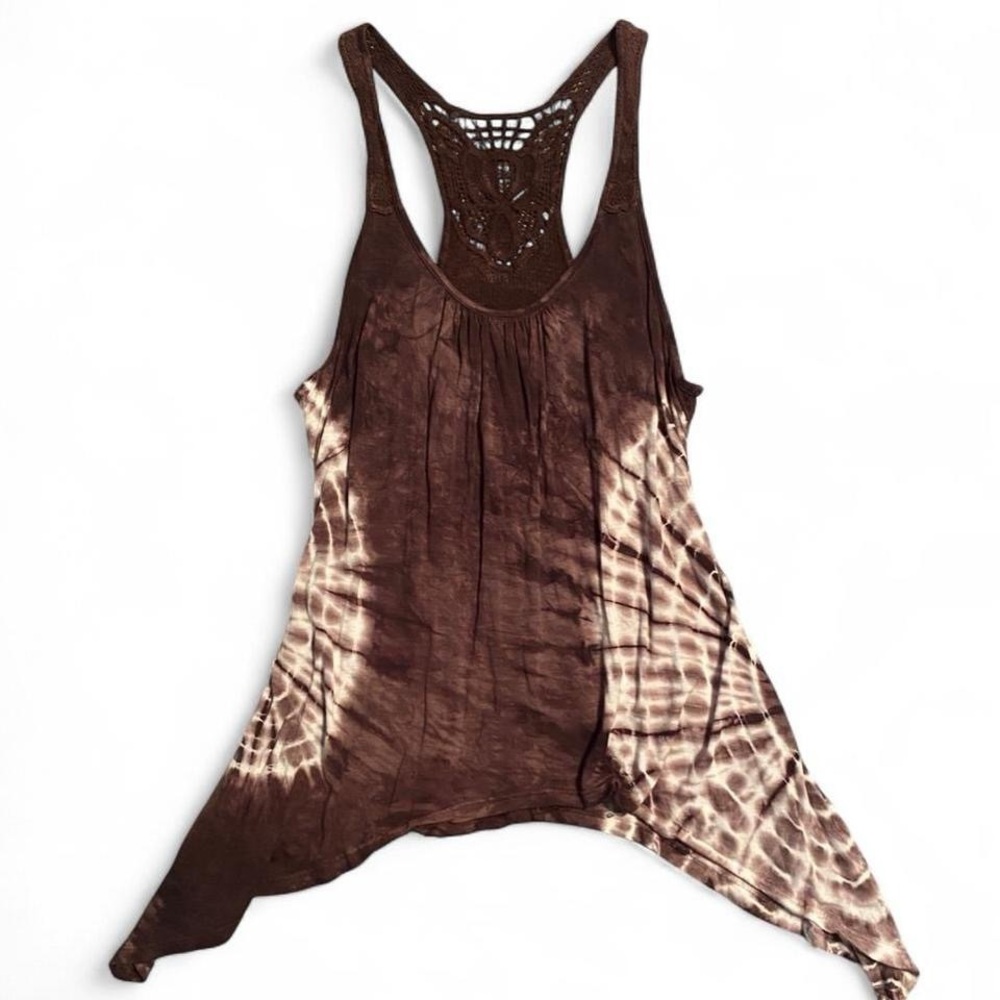 Love Notes Brown Tie-Dye Tank Top